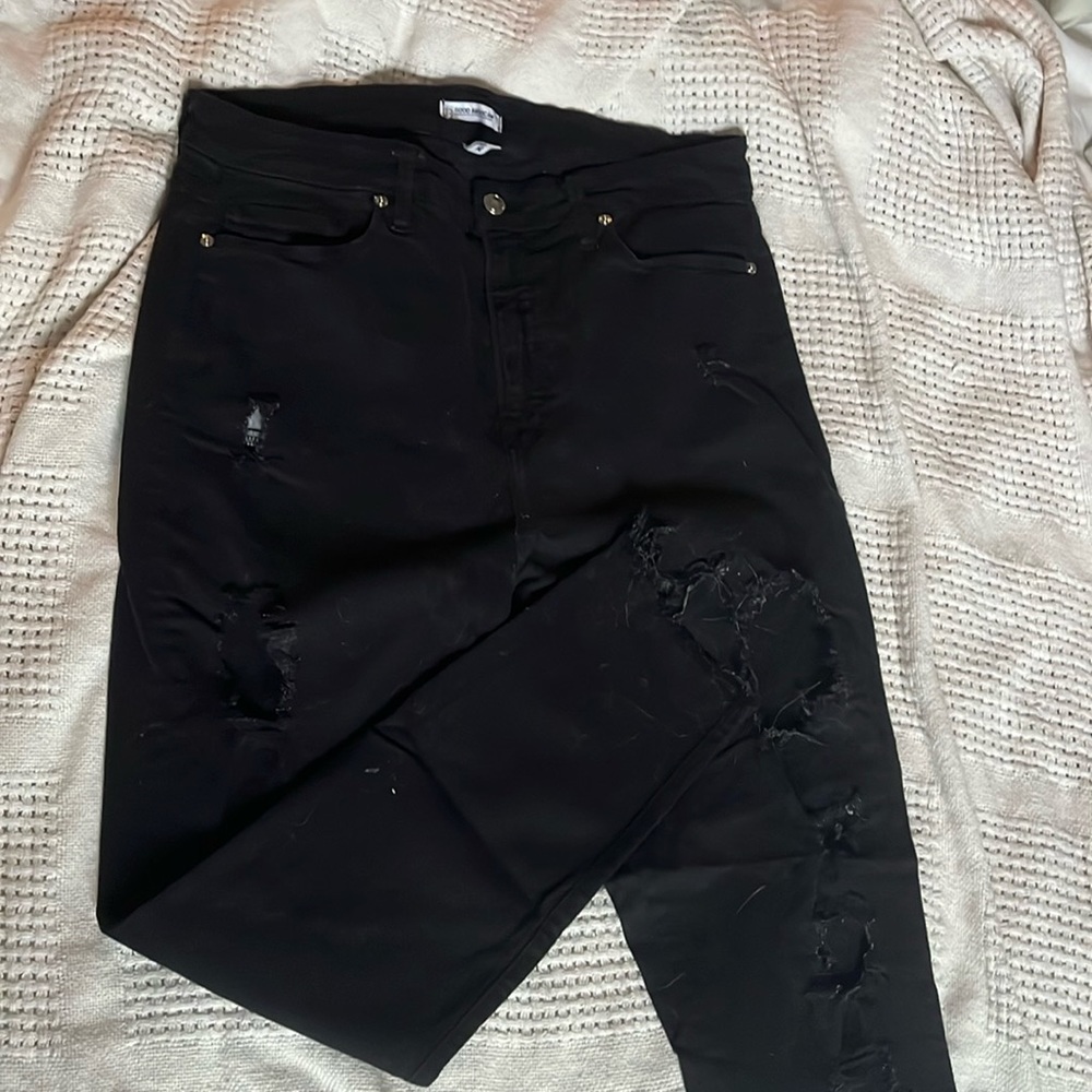 Good American Black Distressed Good Legs